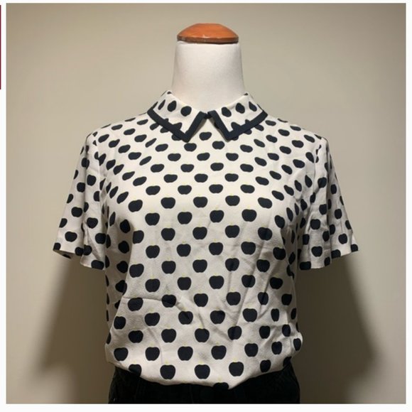 Kate Spade Sierra Apple Print Top blouse 2 nwot - Picture 9 of 13